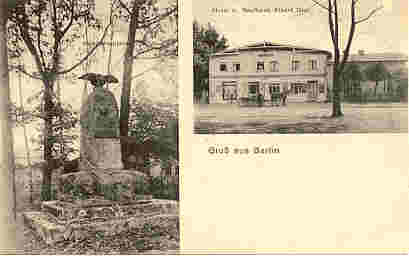 Kriegerdenkmal und Kaufhaus/Hotel Dux